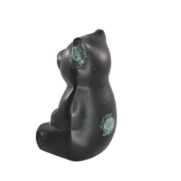 Vintage Bronze Teddy Bear Sitting Metal Figurine - Picture 6 of 9